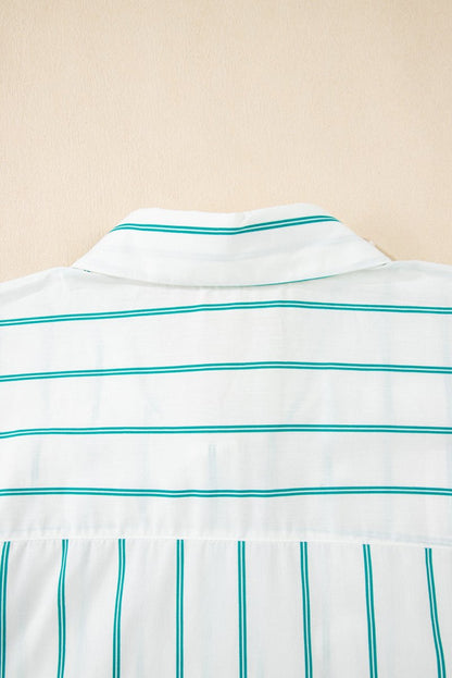 Plus Size Green Striped Button - Up Shirt Dress for St. Patrick's Day - Love Salve