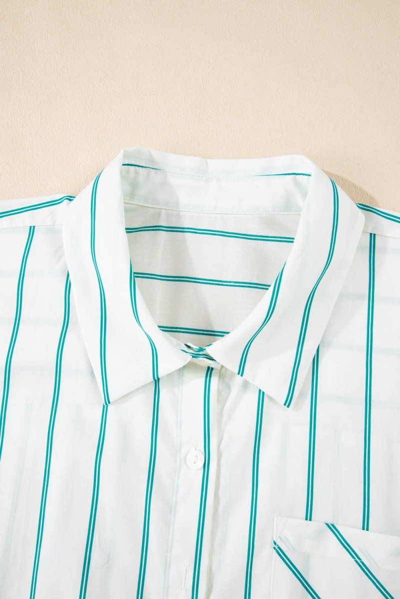Plus Size Green Striped Button - Up Shirt Dress for St. Patrick's Day - Love Salve