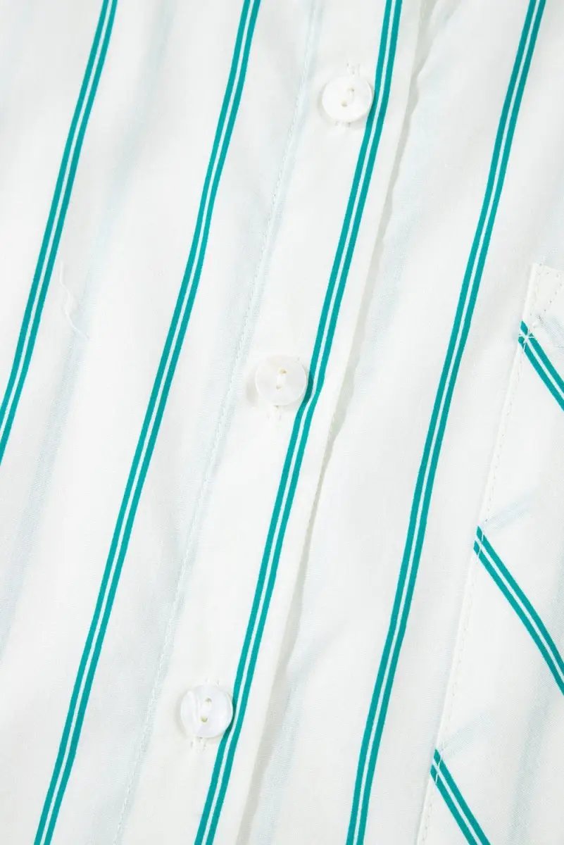 Plus Size Green Striped Button-Up Shirt Dress for St. Patrick's Day - Love Salve 