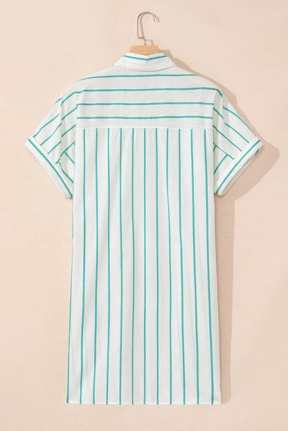 Plus Size Green Striped Button - Up Shirt Dress for St. Patrick's Day - Love Salve