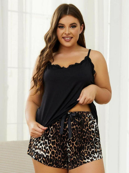 Elegant Plus Size Lace Trim Pajama Set with Printed ShortsUpgrade Your Nighttime Style with Lace Trim Plus Size Pajama Set
 Enhance your bedtime routine with our Elegant Plus Size Lace Trim Pajama Set featuring stylish AnimLove Salve Size Lace Trim Pajama Setlounge