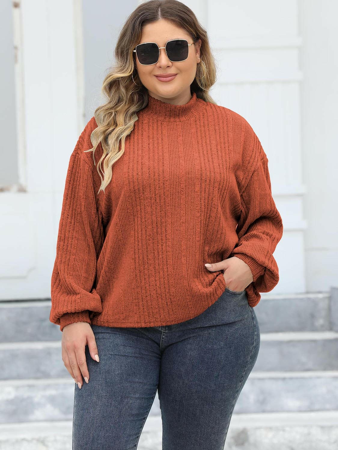 Cozy Plus Size Ribbed Knit Mock Neck TopExperience Ultimate Comfort with Our Cozy Plus Size Ribbed Knit Mock Neck Top
 
 
Basic Style: A versatile and classic design that never goes out of style
 
Sheer: OLove Salve Size Ribbed Knit Mock Neck Topplus