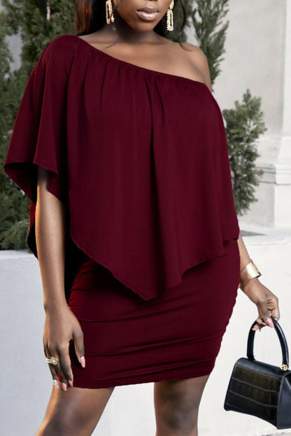 Elegant Plus-Size One-Shoulder Half Sleeve DressExperience Elegance: Plus-Size One-Shoulder Dress
 Indulge in sophistication with our Elegant Plus-Size One-Shoulder Half Sleeve Dress. Elevate your style with this Love Salve -Shoulder Half Sleeve Dressplus