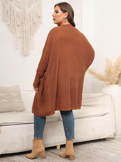 Plus Size Open Front Cardigan With Pockets - Love Salve