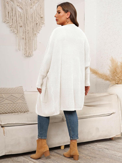 Plus Size Open Front Cardigan With Pockets - Love Salve