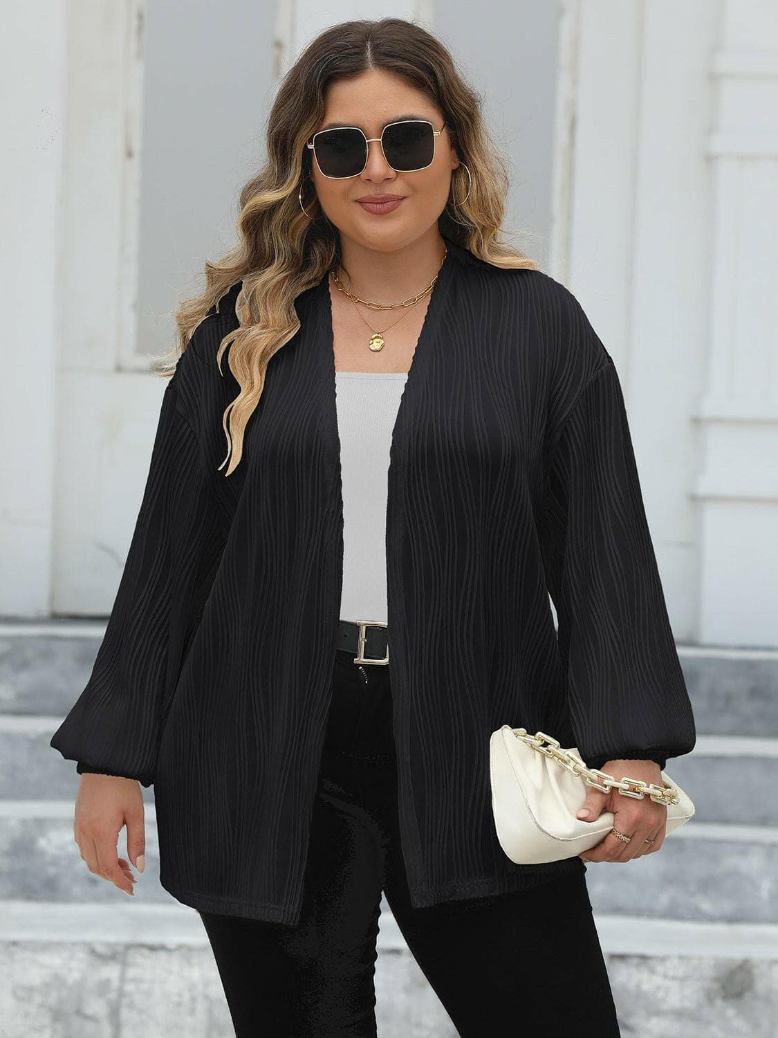 Cozy Plus Size Sheer Cardigan with Long SleevesUpgrade Your Look with the Cozy Plus Size Sheer Cardigan
 Enhance your wardrobe with the Cozy Plus Size Sheer Cardigan, a versatile piece that combines style and comLove Salve Size Sheer Cardiganplus