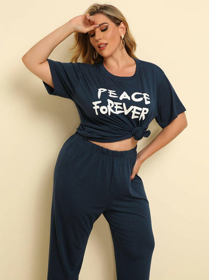 Forever Peace Plus Size Short Sleeve Top and Pants SetUpgrade Your Style with Forever Peace Plus Size Set
 
 
Effortless Elegance: Elevate your wardrobe with this two-piece top and pants set that exudes a basic yet chicLove Salve Size Short Sleeve Topplus