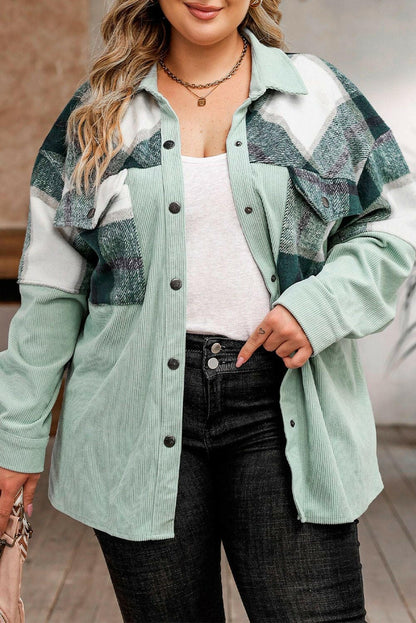 Plaid Plus Size Jacket with Snap Closure and PocketsUpgrade Your Style with our Plaid Plus Size Jacket
 
 Stay stylish and comfortable with our classic plaid jacket
 Features a convenient snap closure for easy wear
 MLove Salve Size Jacketplus