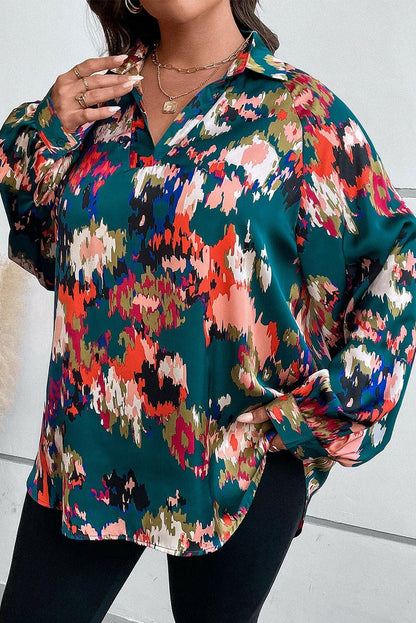 Printed Plus Size Long Sleeve Blouse with Johnny CollarPrinted Plus Size Long Sleeve Blouse with Johnny Collar
 Upgrade your wardrobe with the perfect blend of style and comfort. Introducing our Printed Plus Size Long SlLove Salve Size Long Sleeve Blouseplus