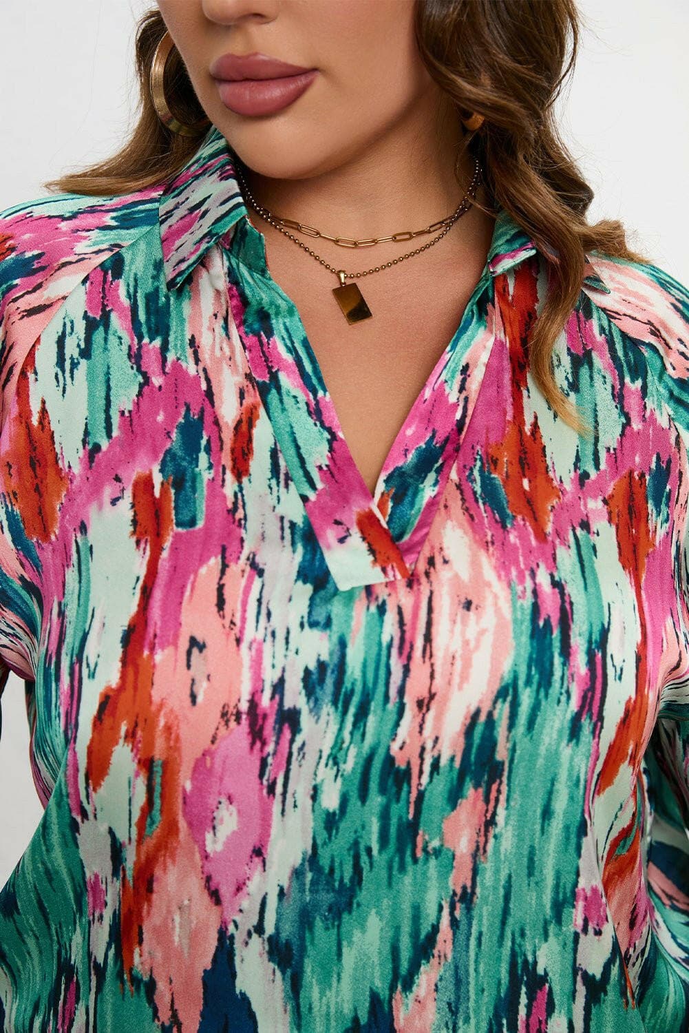 Printed Plus Size Long Sleeve Blouse with Johnny CollarPrinted Plus Size Long Sleeve Blouse with Johnny Collar
 Upgrade your wardrobe with the perfect blend of style and comfort. Introducing our Printed Plus Size Long SlLove Salve Size Long Sleeve Blouseplus