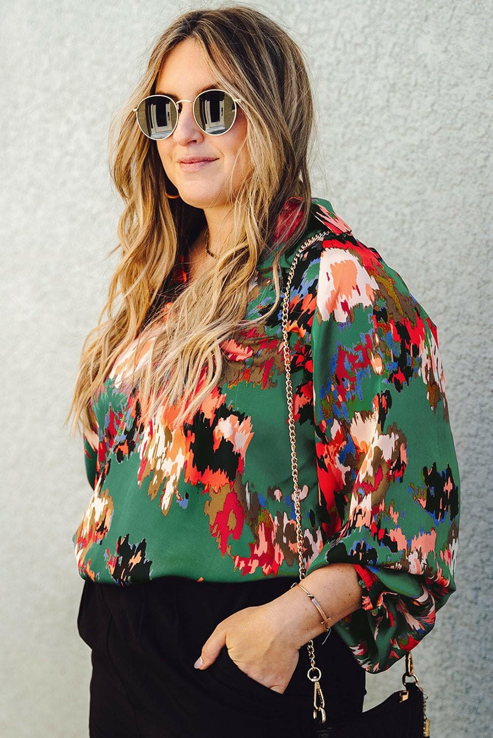 Printed Plus Size Long Sleeve Blouse with Johnny CollarPrinted Plus Size Long Sleeve Blouse with Johnny Collar
 Upgrade your wardrobe with the perfect blend of style and comfort. Introducing our Printed Plus Size Long SlLove Salve Size Long Sleeve Blouseplus