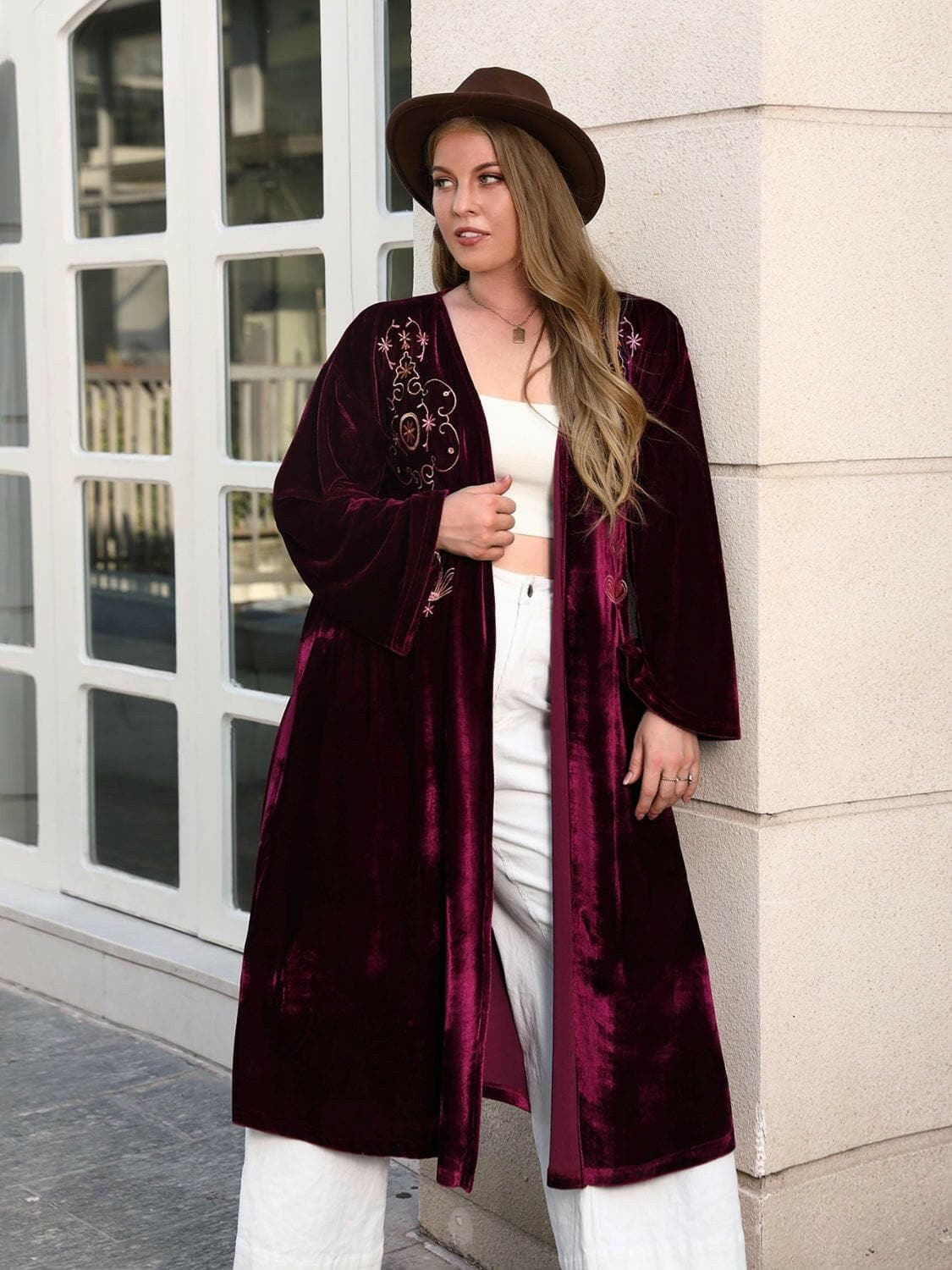 Printed Plus Size Long Sleeve Cardigan with Open FrontPrinted Plus Size Long Sleeve Cardigan with Open Front
 Upgrade your wardrobe with our Printed Plus Size Long Sleeve Cardigan featuring a chic design and comfortableLove Salve Size Long Sleeve Cardiganplus