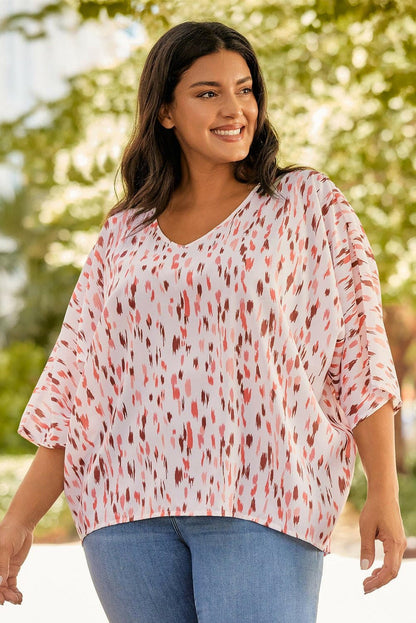 Printed V-Neck Blouse for Curvy LadiesEnhance Your Wardrobe with Our Printed V-Neck Blouse
 Indulge in style and comfort with our Printed V-Neck Blouse designed for curvy ladies who embrace their unique Love Salve -Neck Blouseplus