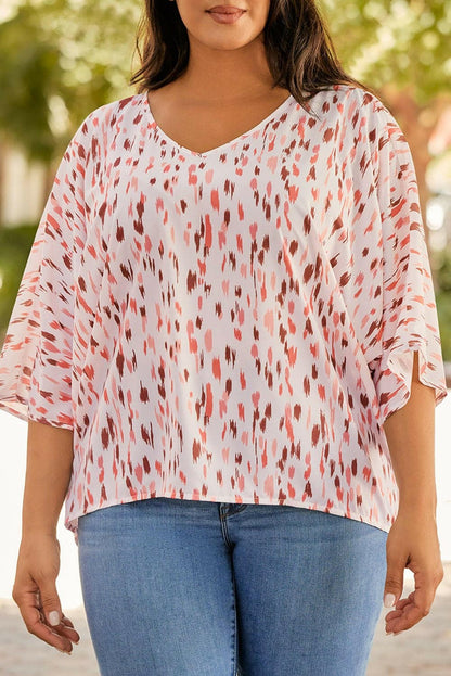 Printed V-Neck Blouse for Curvy LadiesEnhance Your Wardrobe with Our Printed V-Neck Blouse
 Indulge in style and comfort with our Printed V-Neck Blouse designed for curvy ladies who embrace their unique Love Salve -Neck Blouseplus