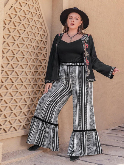 Plus Size Printed Wide Leg Pants - Love Salve