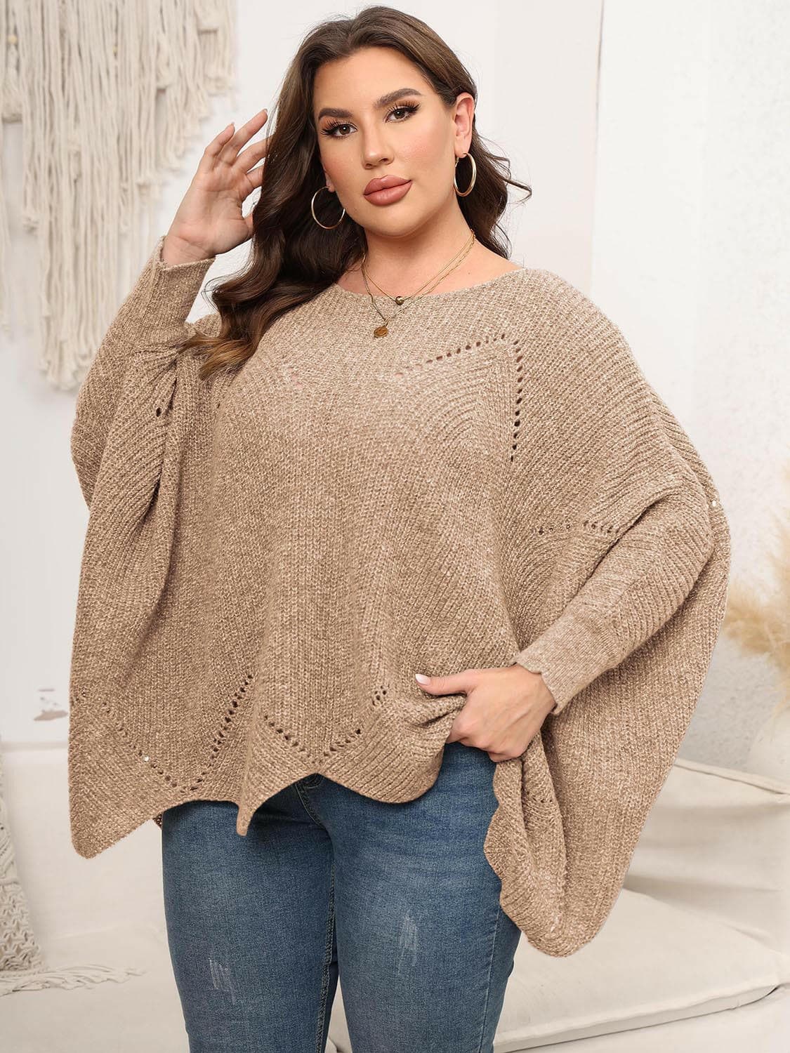 Cozy Batwing Sleeve Plus Size SweaterUpgrade Your Cozy Style with our Batwing Sleeve Plus Size Sweater!
 Experience ultimate comfort and chic fashion with our Cozy Batwing Sleeve Plus Size Sweater. CrafLove Salve Cozy Batwing Sleeveplus