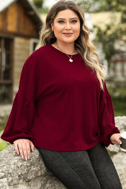 Plus Size Round Neck Dropped Shoulder T-Shirt - Love Salve