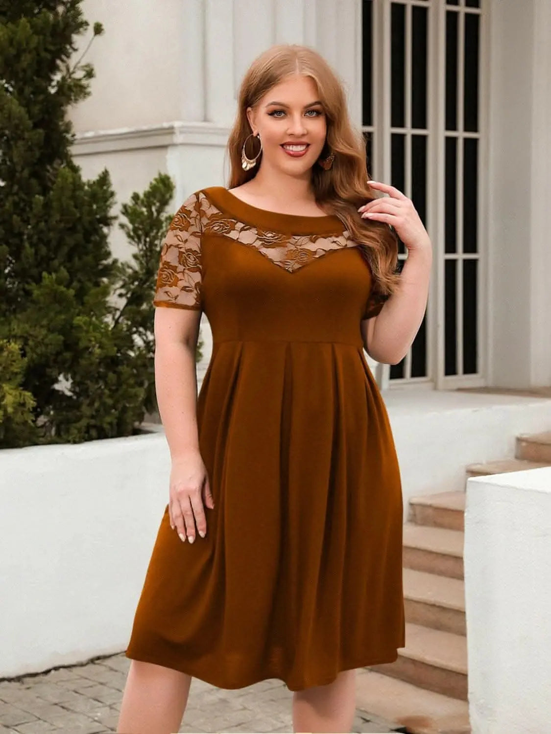 Elegant plus size lace dress - Love Salve 