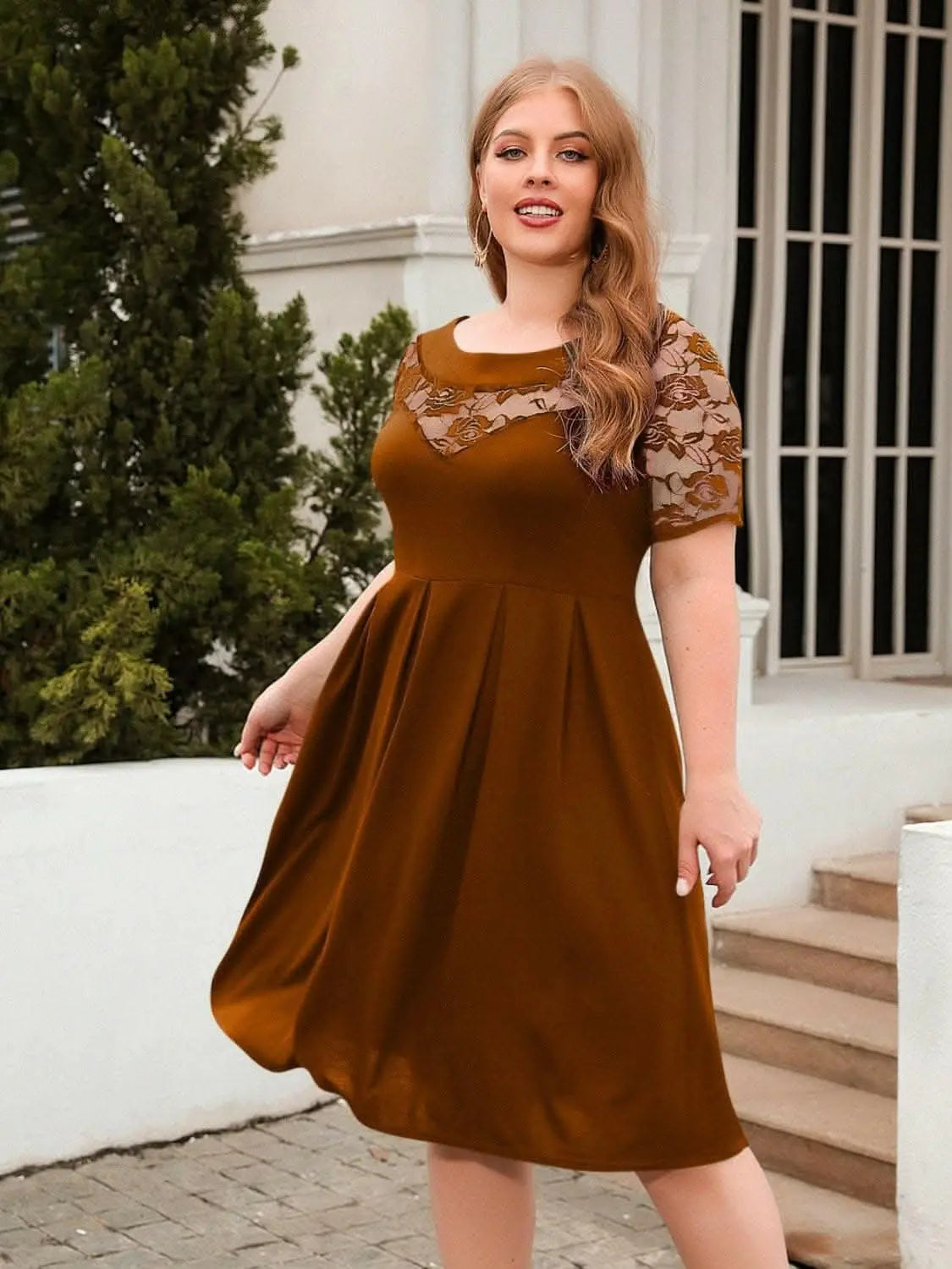 Elegant plus size lace dress - Love Salve 