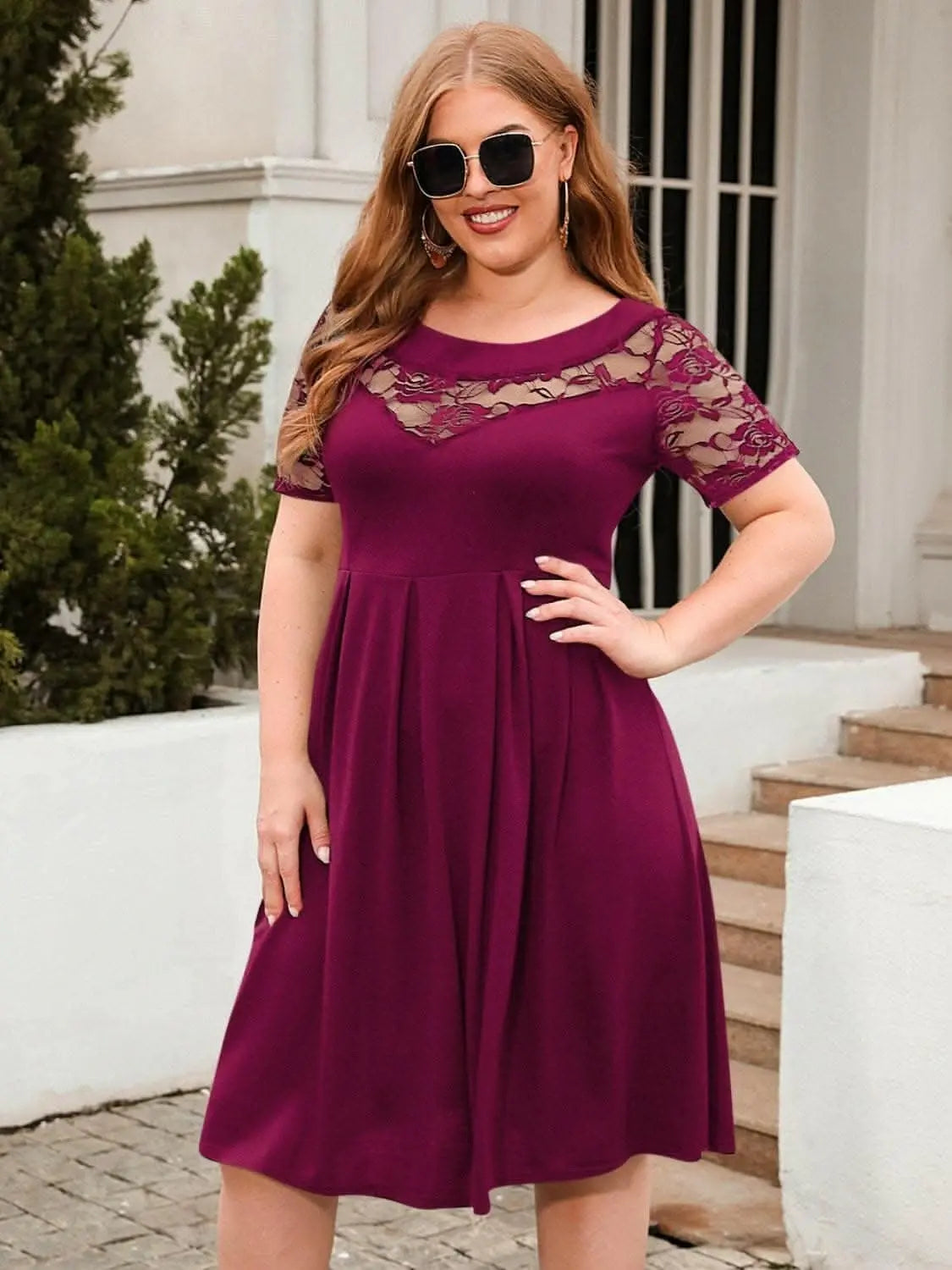 Elegant plus size lace dress - Love Salve 