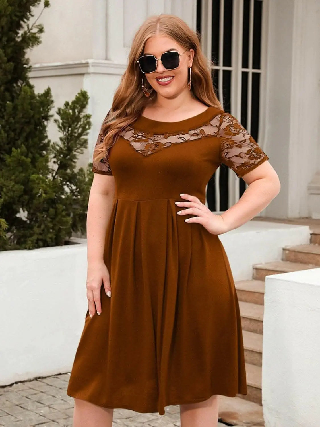 Elegant plus size lace dress - Love Salve 