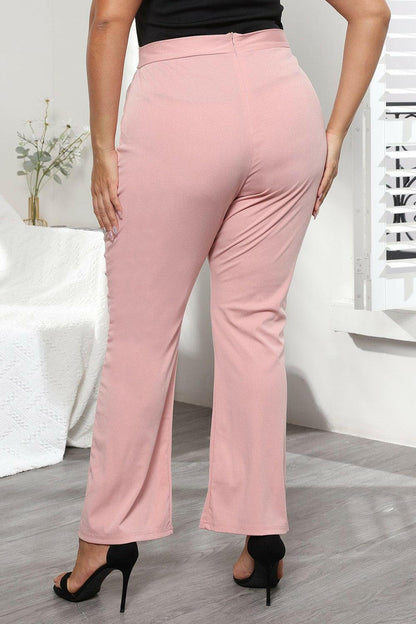 Plus Size Seamed Detail Plain Pants - Love Salve