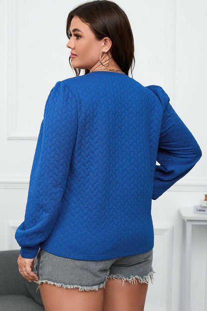 Textured Round Neck Plus Size Long Sleeve BlouseTextured Round Neck Plus Size Long Sleeve Blouse
 Upgrade your wardrobe with our Textured Round Neck Plus Size Long Sleeve Blouse! Elevate your look with this basic Love Salve Size Long Sleeve Blouseplus