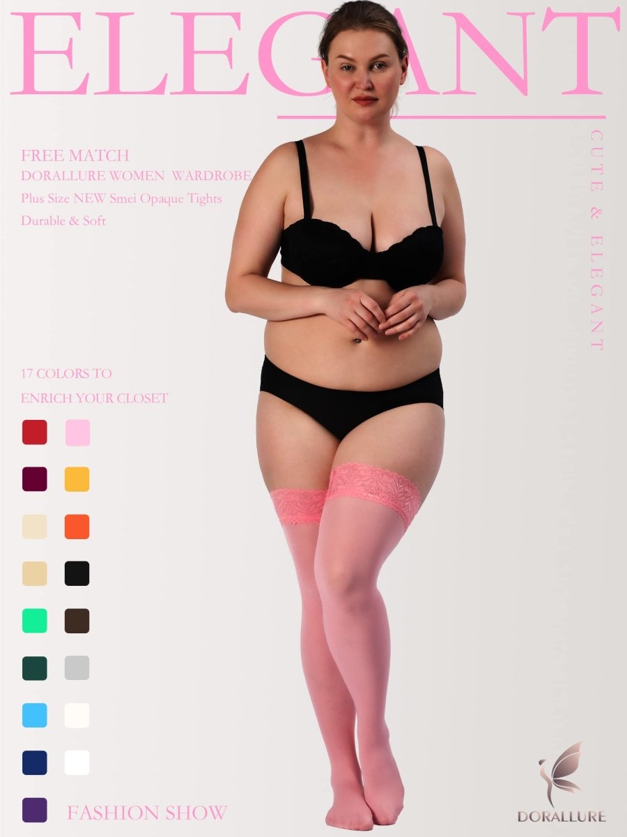 Plus Size Thigh High Stockings Silky Pantyhose - Love Salve 