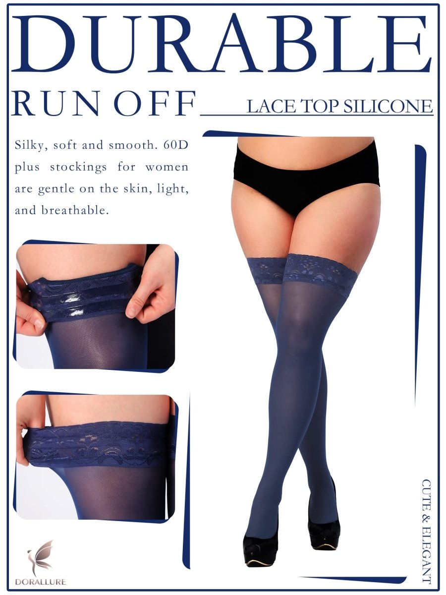 Plus Size Thigh High Stockings Silky Pantyhose - Love Salve 