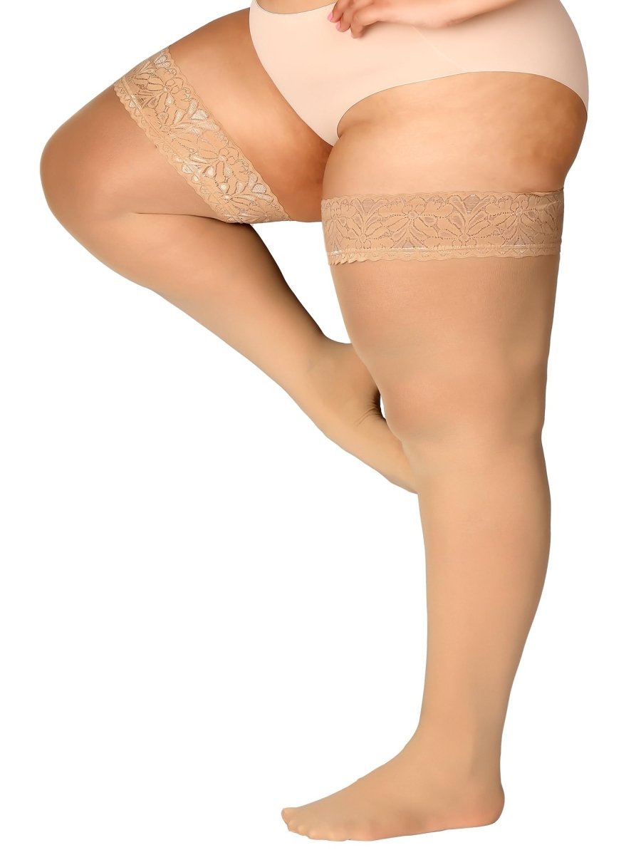 Plus Size Thigh High Stockings Silky Pantyhose - Love Salve 
