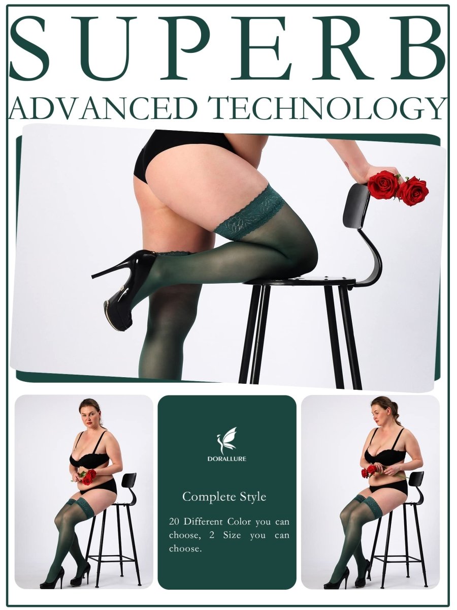 Plus Size Thigh High Stockings Silky Pantyhose - Love Salve 