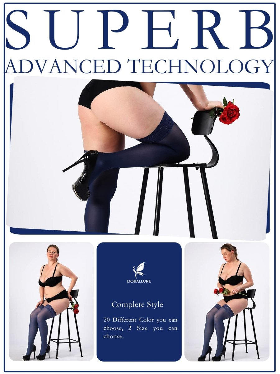 Plus Size Thigh High Stockings Silky Pantyhose - Love Salve 