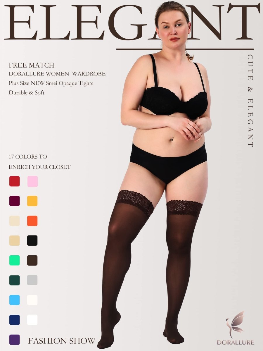 Plus Size Thigh High Stockings Silky Pantyhose - Love Salve 