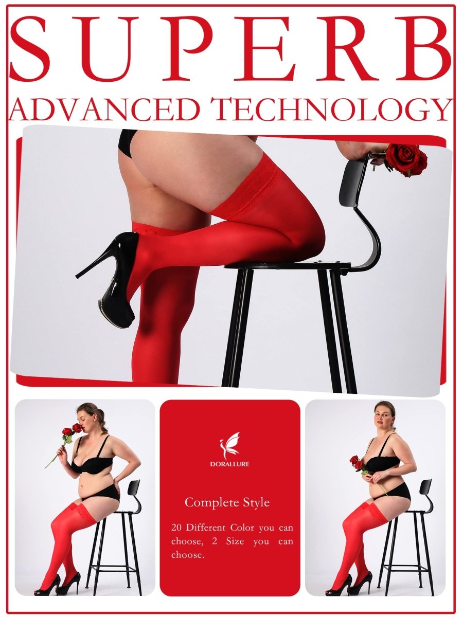Plus Size Thigh High Stockings Silky Pantyhose - Love Salve 