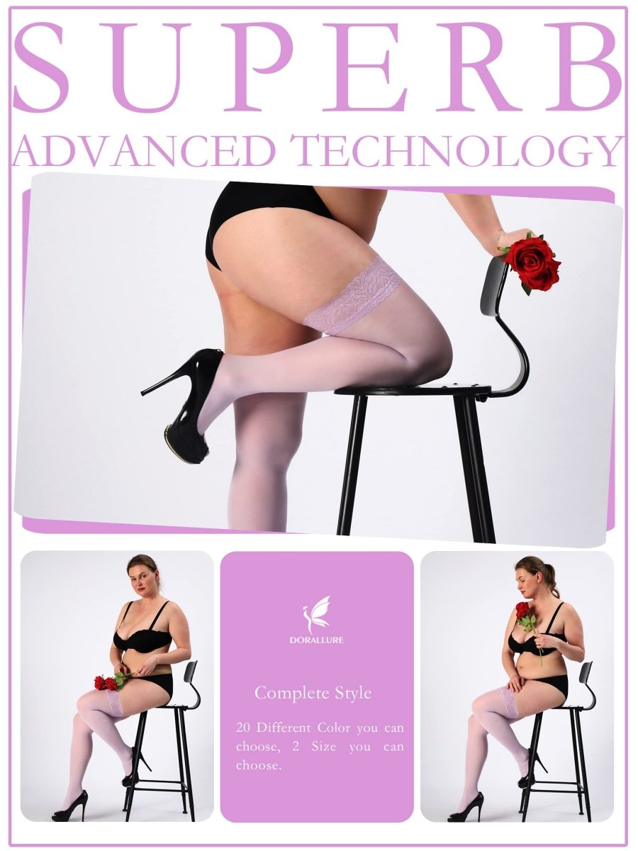 Plus Size Thigh High Stockings Silky Pantyhose - Love Salve 
