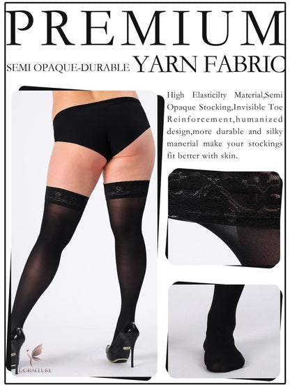 Plus Size Thigh High Stockings Silky Pantyhose - Love Salve 