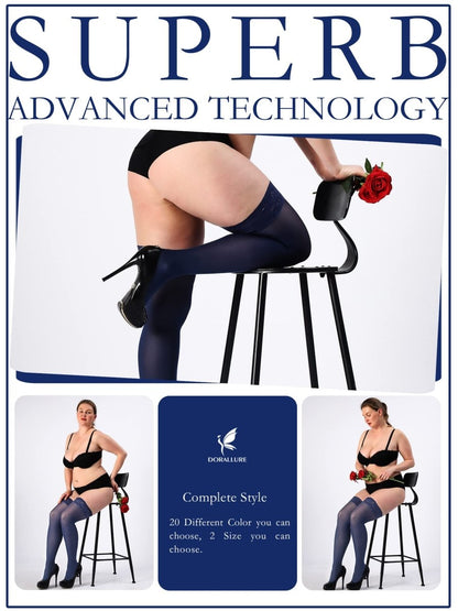 Plus Size Thigh High Stockings Silky Pantyhose - Love Salve 