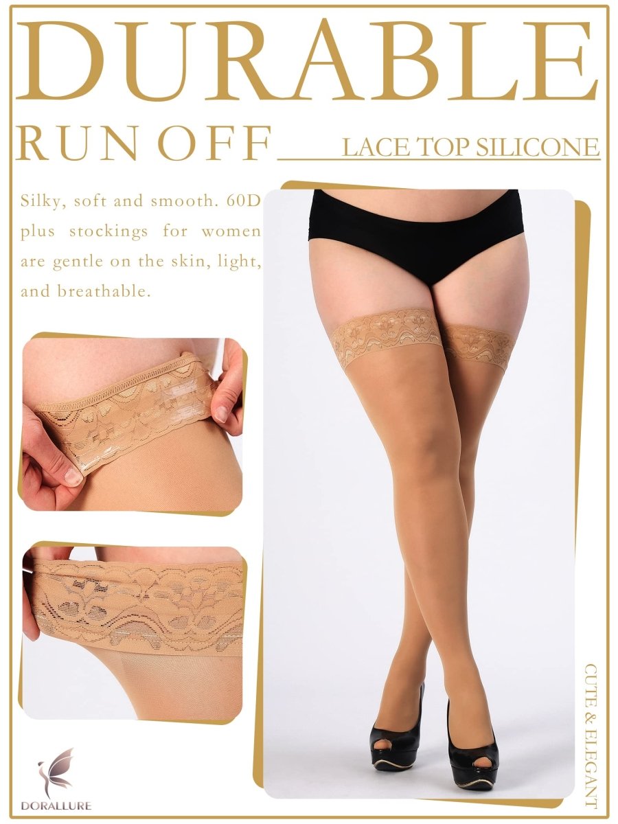 Plus Size Thigh High Stockings Silky Pantyhose - Love Salve 