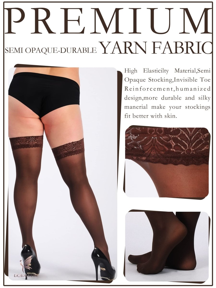 Plus Size Thigh High Stockings Silky Pantyhose - Love Salve 