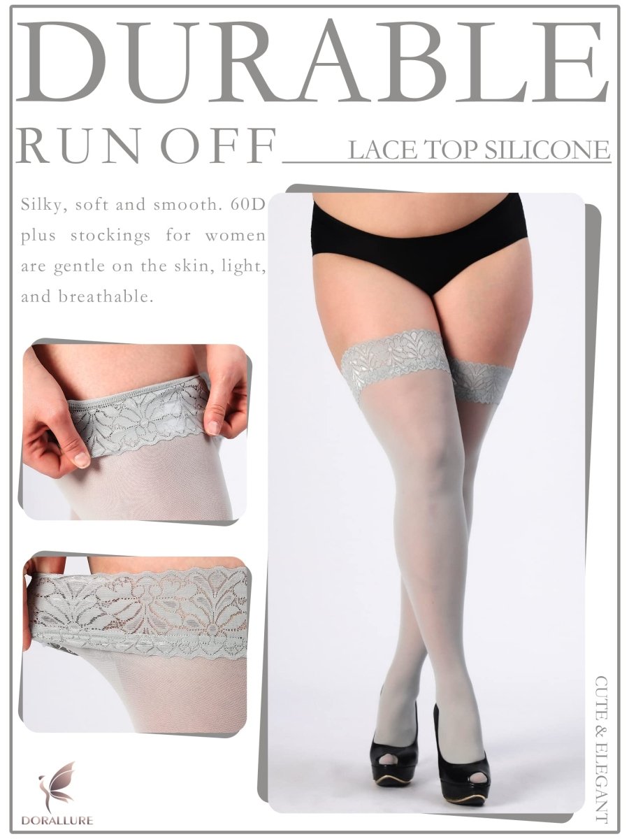 Plus Size Thigh High Stockings Silky Pantyhose - Love Salve 