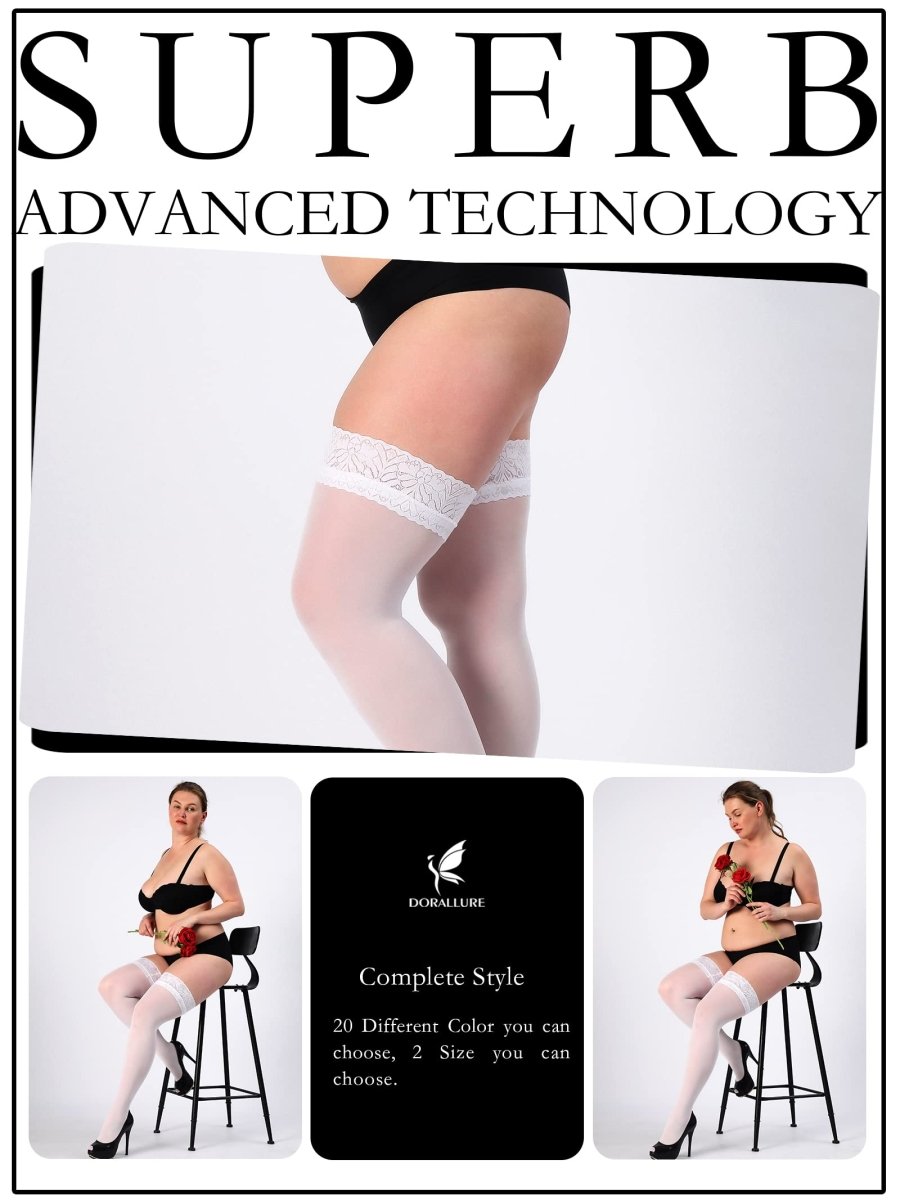 Plus Size Thigh High Stockings Silky Pantyhose - Love Salve 