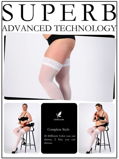 Plus Size Thigh High Stockings Silky Pantyhose - Love Salve 