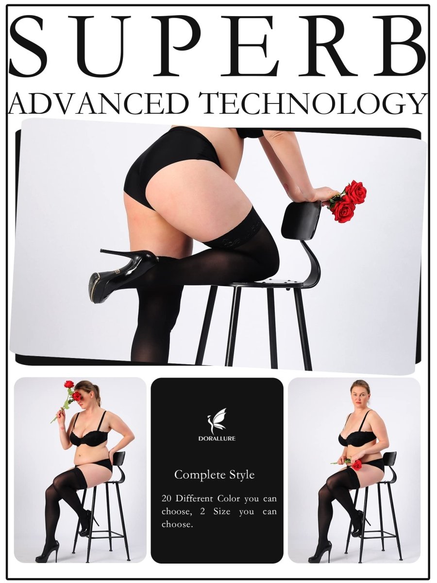 Plus Size Thigh High Stockings Silky Pantyhose - Love Salve 