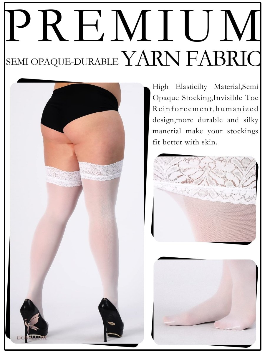 Plus Size Thigh High Stockings Silky Pantyhose - Love Salve 