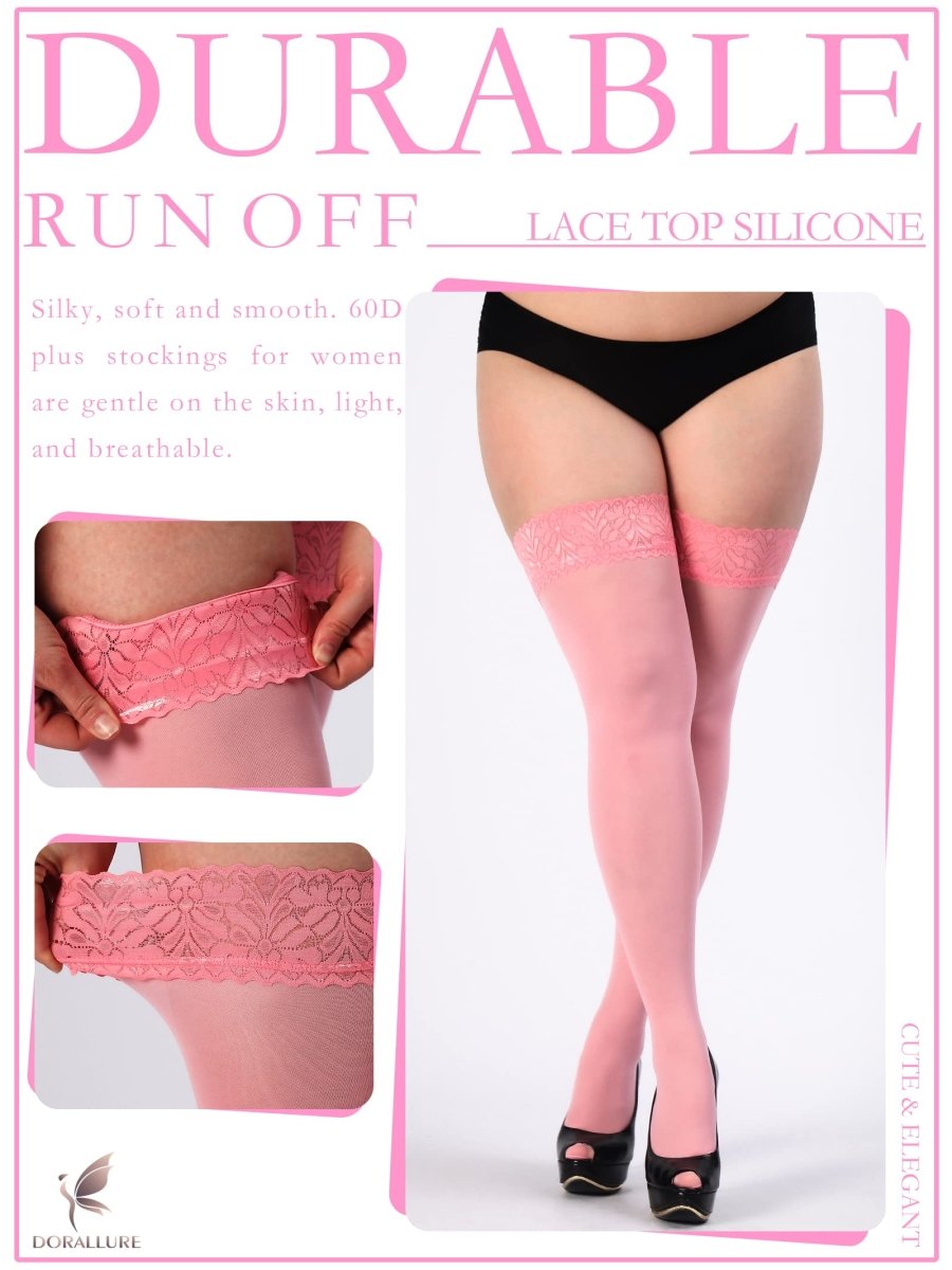 Plus Size Thigh High Stockings Silky Pantyhose - Love Salve 