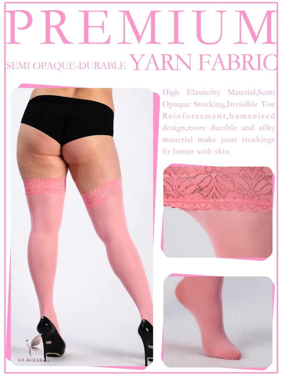 Plus Size Thigh High Stockings Silky Pantyhose - Love Salve 