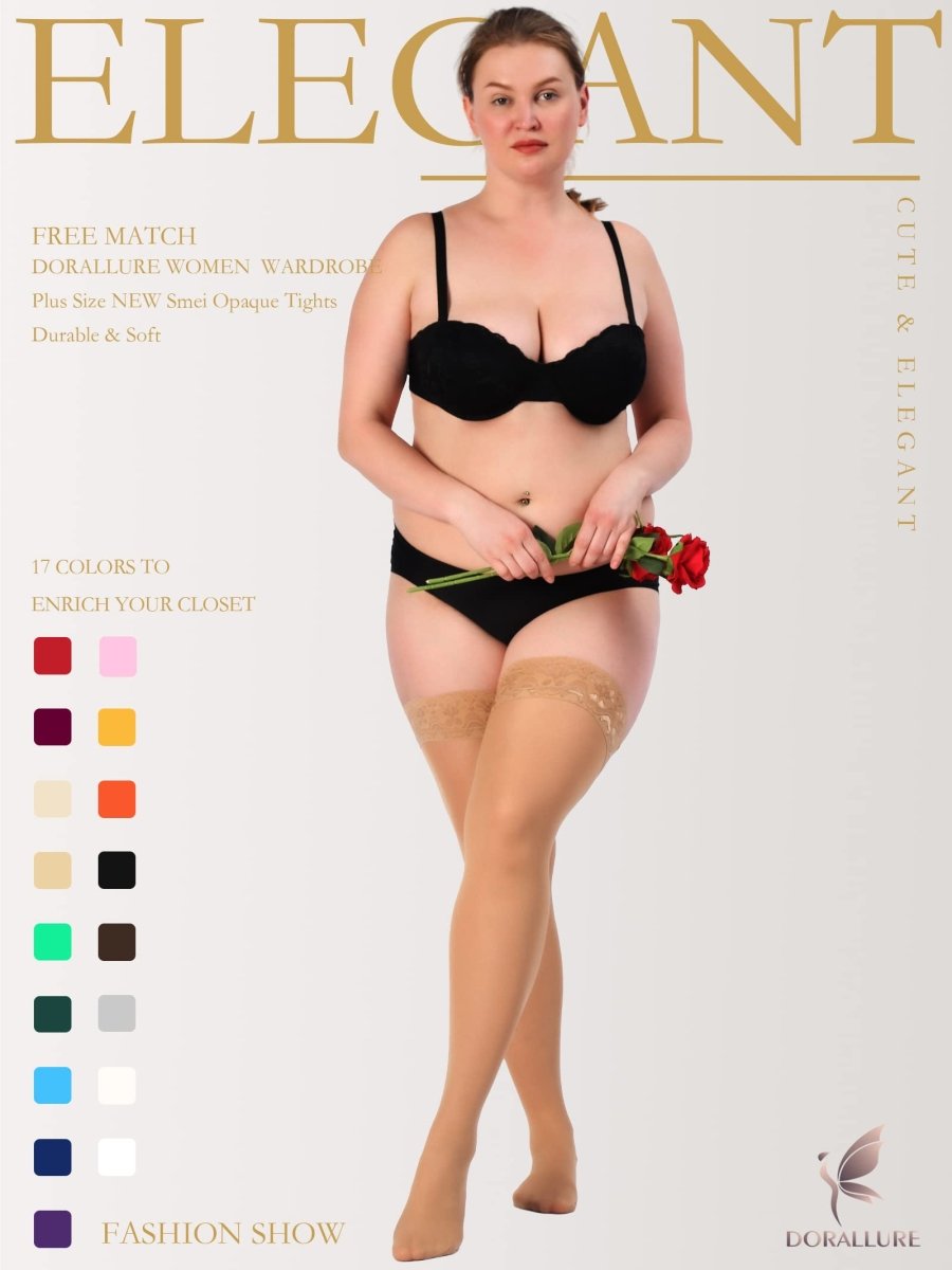 Plus Size Thigh High Stockings Silky Pantyhose - Love Salve 