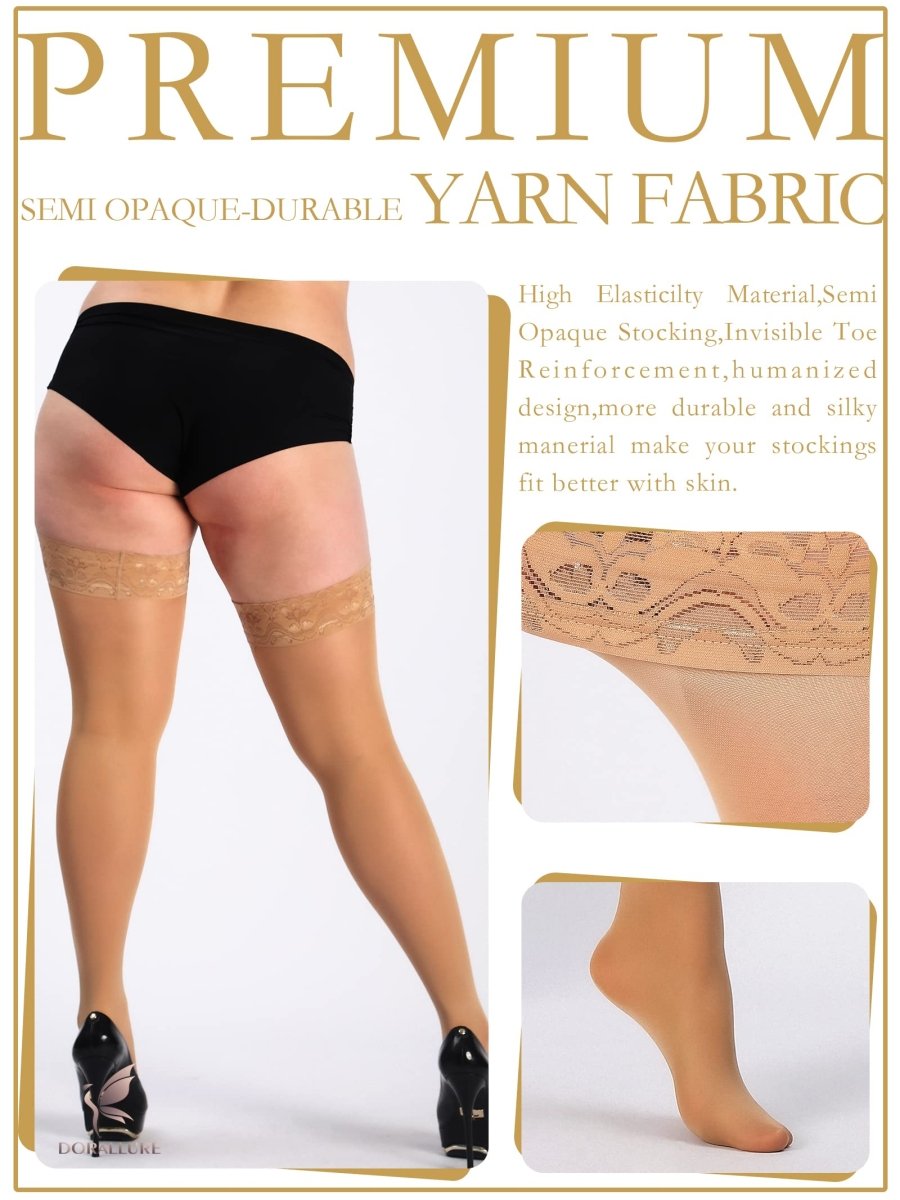 Plus Size Thigh High Stockings Silky Pantyhose - Love Salve 