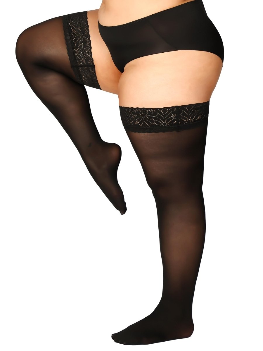 Plus Size Thigh High Stockings Silky Pantyhose - Love Salve 