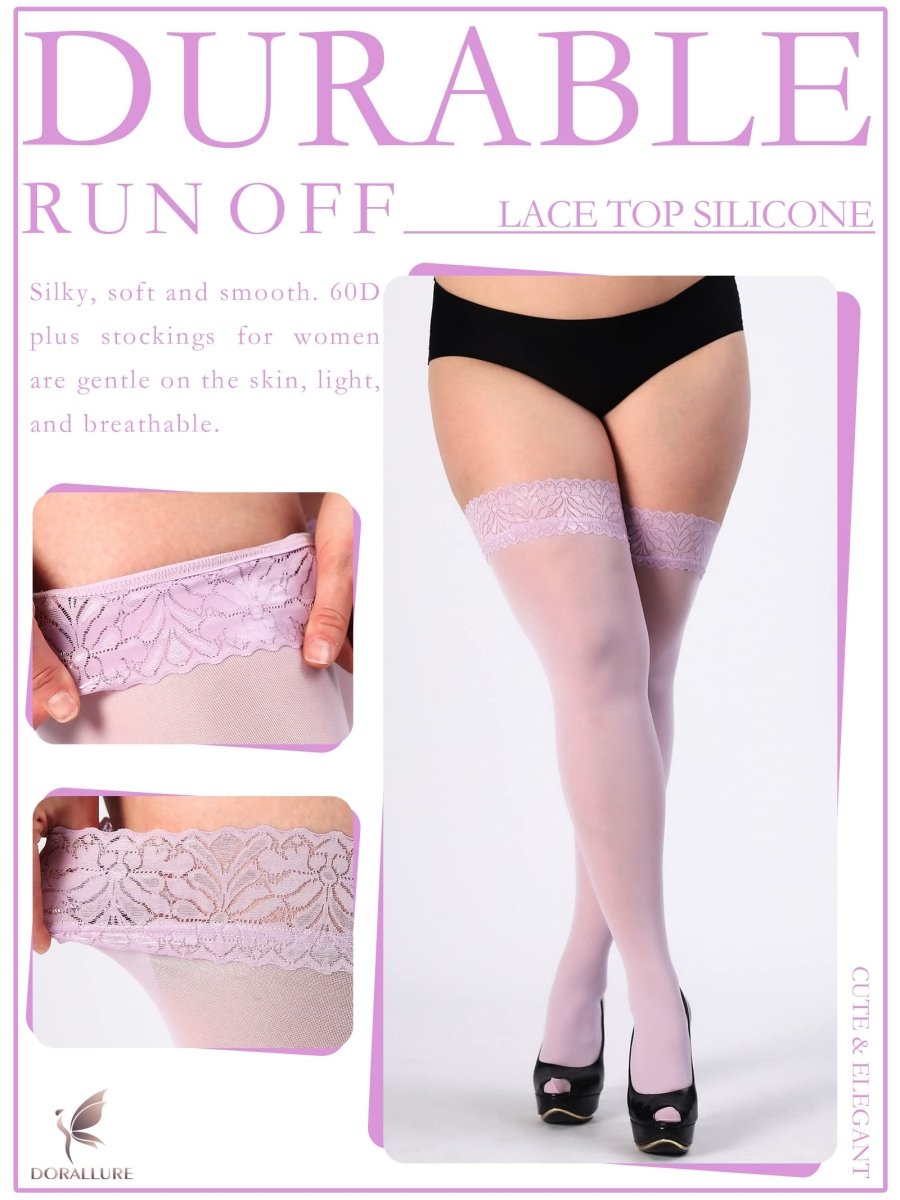 Plus Size Thigh High Stockings Silky Pantyhose - Love Salve 